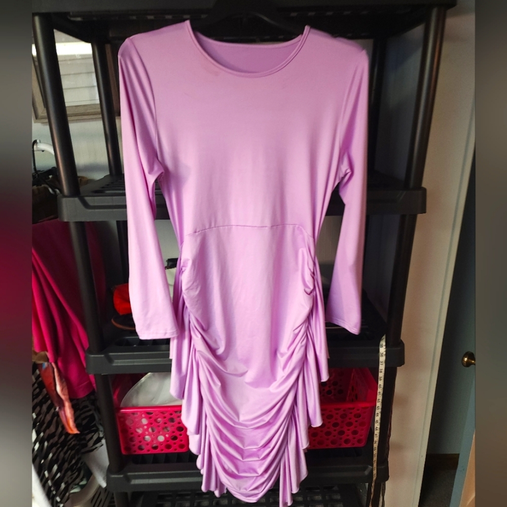 Lilac bodycon ruching dress